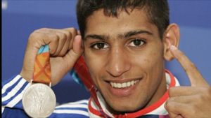 Amir Khan with his Olympic silver medal