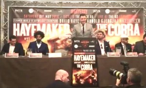 David Haye and Arnold Gjergjaj live at the press conference 