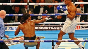 Anthony Joshua stopping Charles Martin to become the IBF heavyweight champion 