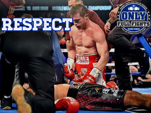 Respect: Canelo showing great respect as he sunk to his knees to check on Amir Khan moments after his was knocked out. 