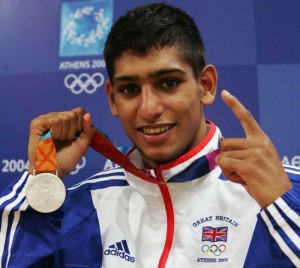 Amir Khan and his silver medal at the 2004 Athens Olympics. 
