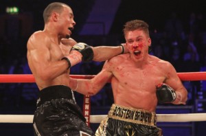 Chris Eubank Jr. and Nick Blackwell in their battle earlier this year. 